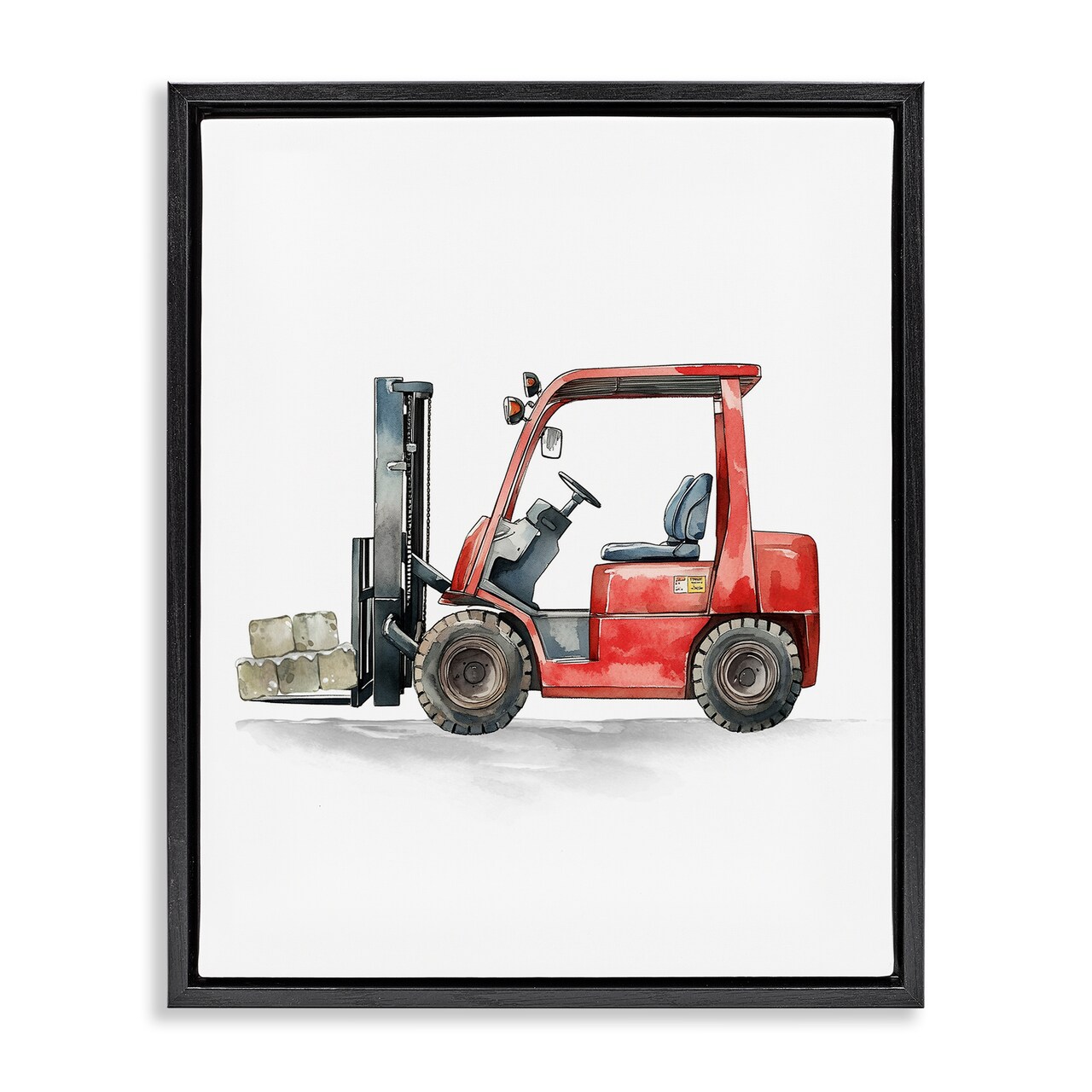 Stupell Industries Working Trucks Red Forklift Floating Frame By Christine Simpson Art